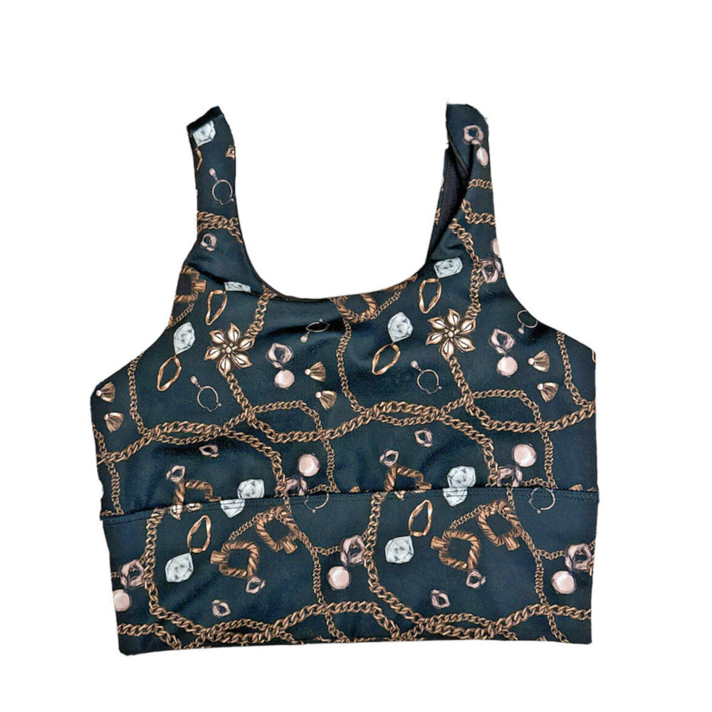 X By GOTTEX Sports Bra Womens XS Chain Jewel Print Padded Wireless